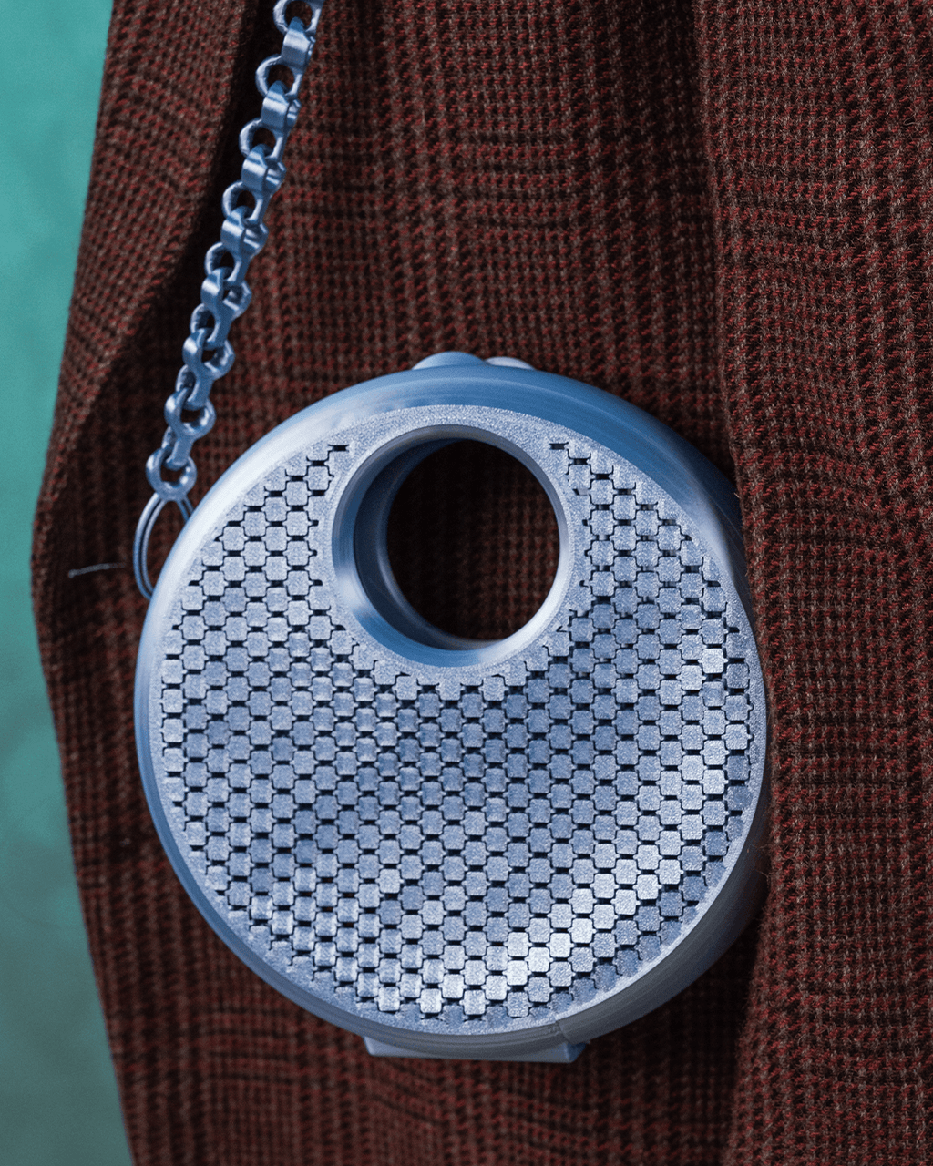 3D Printed Round Purse | Luna Mesh Circle Bag | Full Moon Handbag with Cutout Handle & Chain Strap