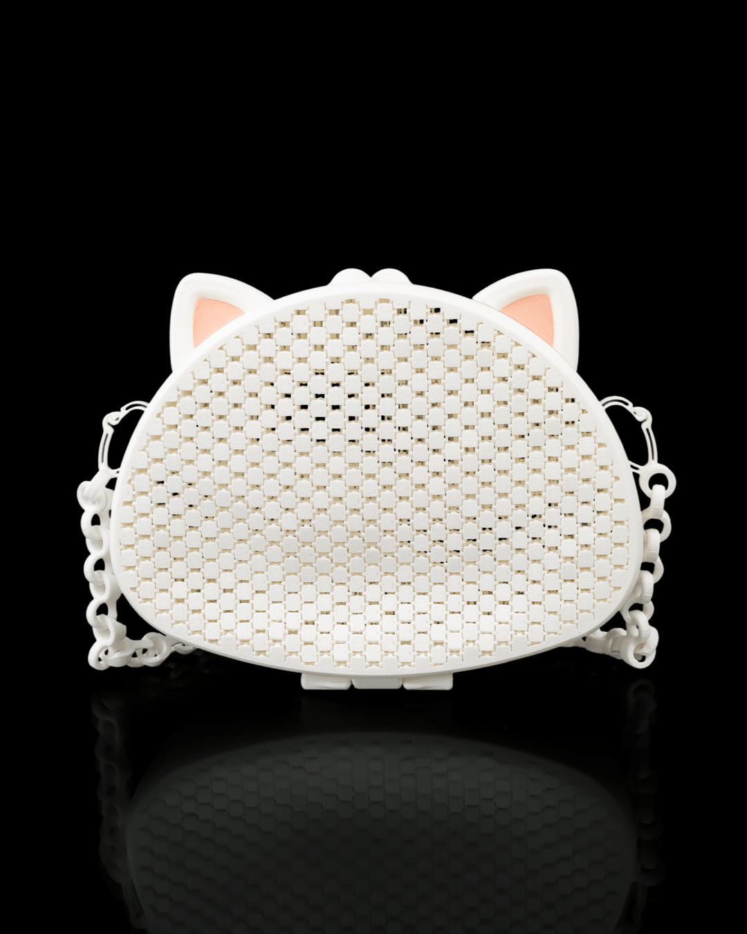 3D Printed Cat Purse | Mesh Kitty Crossbody Bag | Articulated Chain Strap | Kawaii Cat Ears Handbag