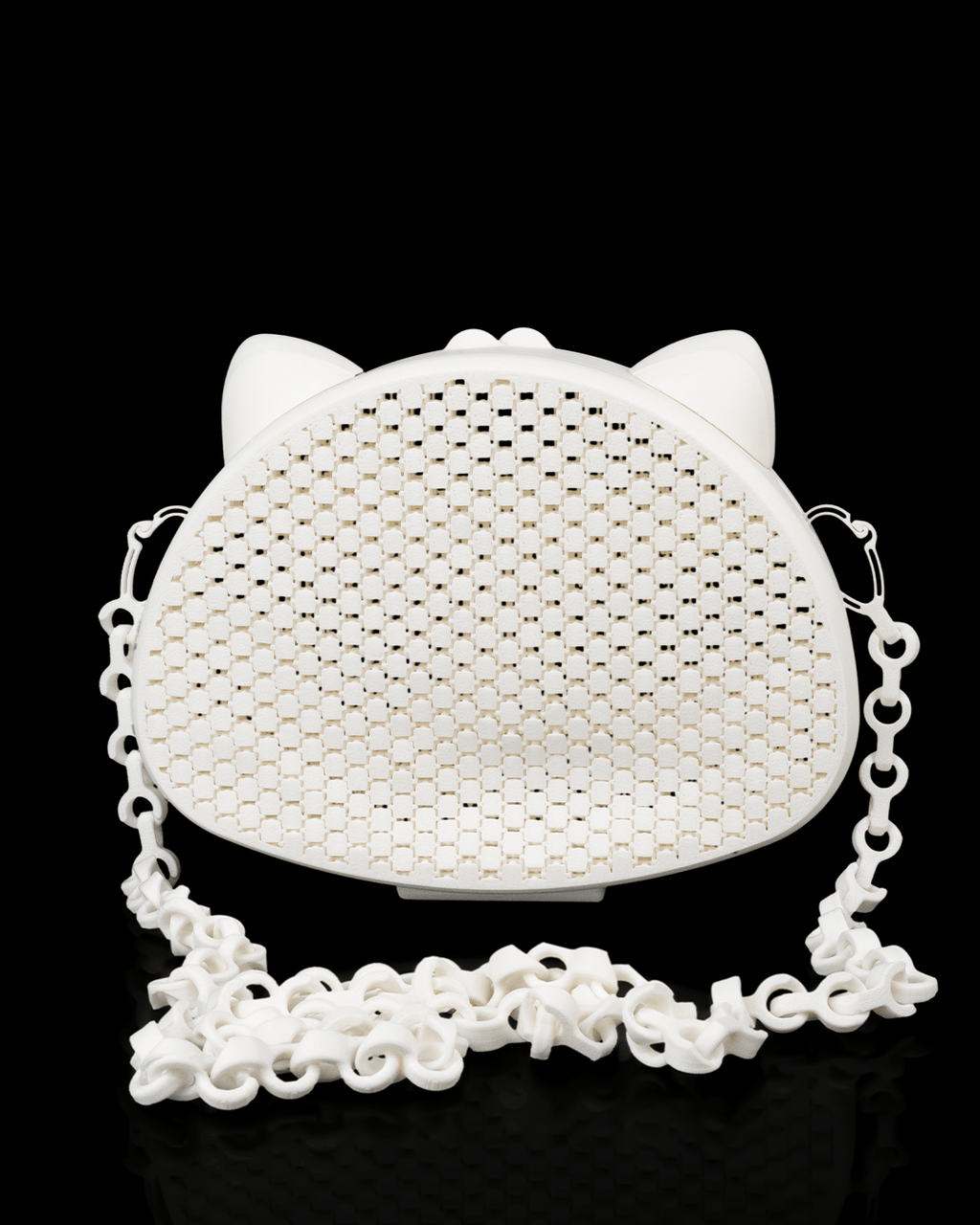 3D Printed Cat Purse | Mesh Kitty Crossbody Bag | Articulated Chain Strap | Kawaii Cat Ears Handbag