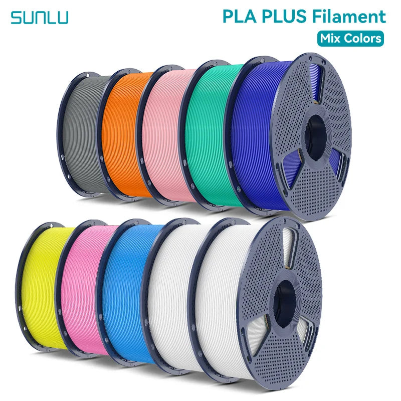 SUNLU Pla Plus 3D Filament 1.75mm Neatly Wound High Toughness Multicolor Plastic PLA+ Filaments for Most FDM 3D Printer 10KG