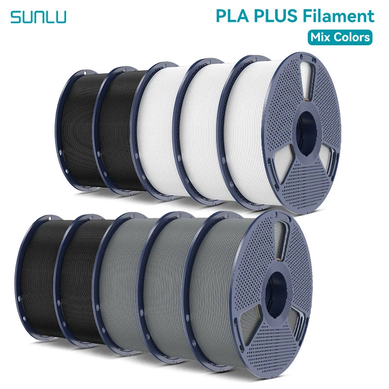 SUNLU Pla Plus 3D Filament 1.75mm Neatly Wound High Toughness Multicolor Plastic PLA+ Filaments for Most FDM 3D Printer 10KG