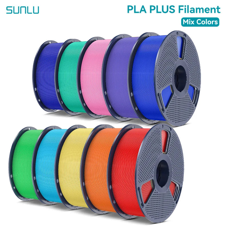 SUNLU Pla Plus 3D Filament 1.75mm Neatly Wound High Toughness Multicolor Plastic PLA+ Filaments for Most FDM 3D Printer 10KG