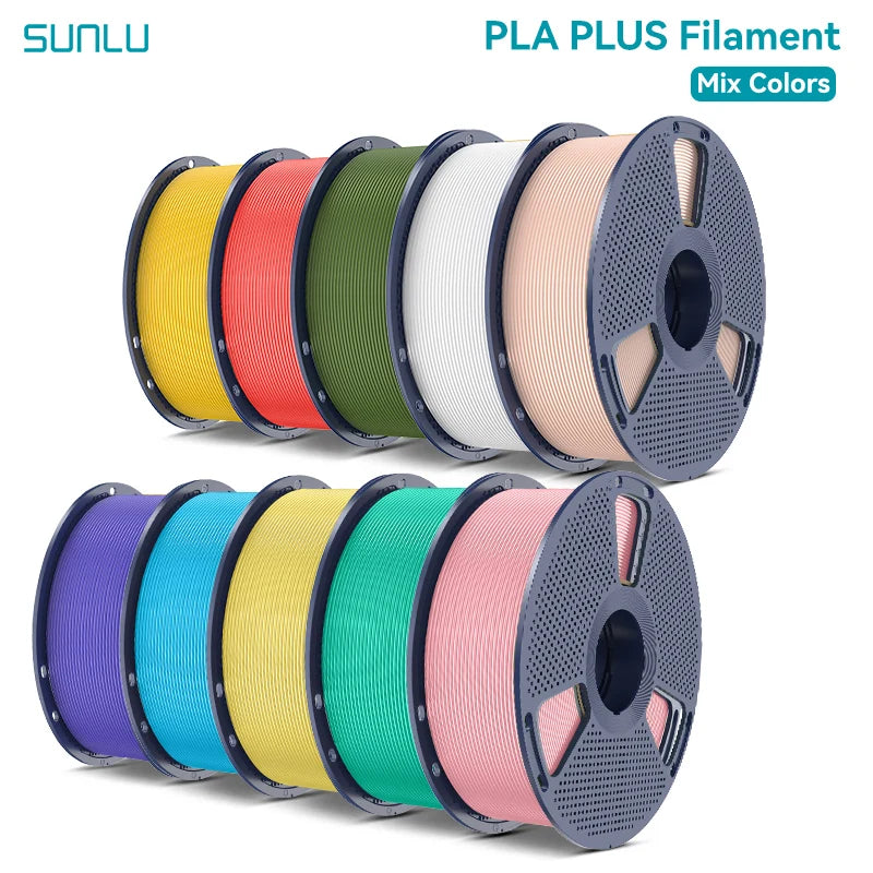 SUNLU Pla Plus 3D Filament 1.75mm Neatly Wound High Toughness Multicolor Plastic PLA+ Filaments for Most FDM 3D Printer 10KG