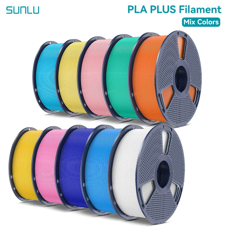 SUNLU Pla Plus 3D Filament 1.75mm Neatly Wound High Toughness Multicolor Plastic PLA+ Filaments for Most FDM 3D Printer 10KG
