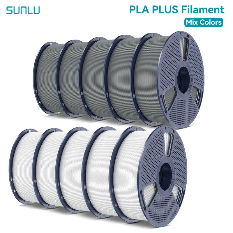 SUNLU Pla Plus 3D Filament 1.75mm Neatly Wound High Toughness Multicolor Plastic PLA+ Filaments for Most FDM 3D Printer 10KG