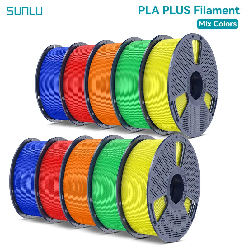 SUNLU Pla Plus 3D Filament 1.75mm Neatly Wound High Toughness Multicolor Plastic PLA+ Filaments for Most FDM 3D Printer 10KG