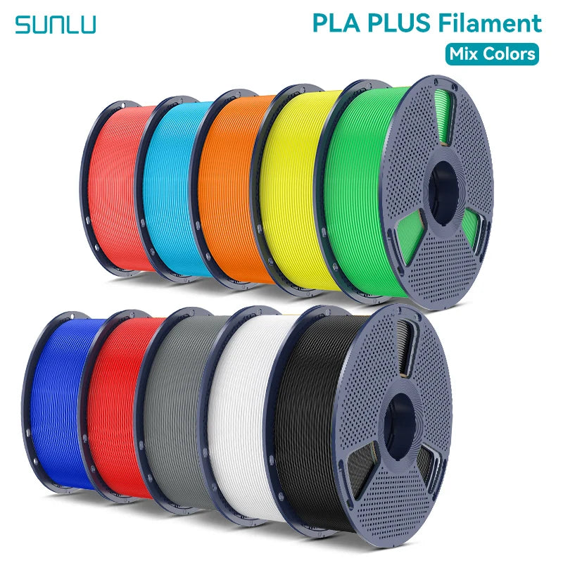SUNLU Pla Plus 3D Filament 1.75mm Neatly Wound High Toughness Multicolor Plastic PLA+ Filaments for Most FDM 3D Printer 10KG