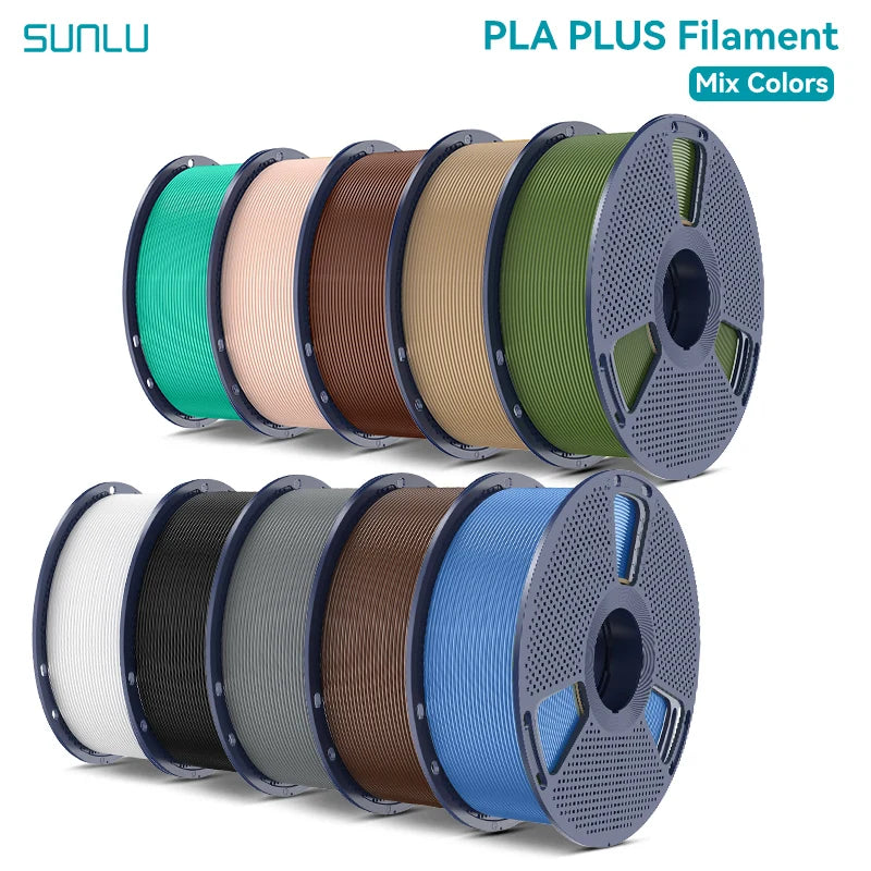SUNLU Pla Plus 3D Filament 1.75mm Neatly Wound High Toughness Multicolor Plastic PLA+ Filaments for Most FDM 3D Printer 10KG