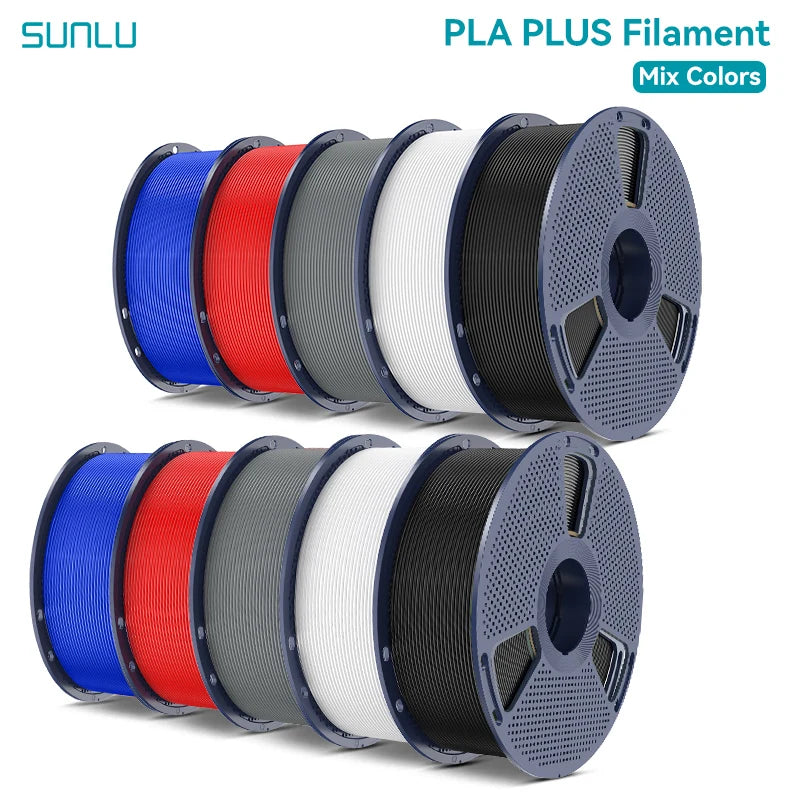 SUNLU Pla Plus 3D Filament 1.75mm Neatly Wound High Toughness Multicolor Plastic PLA+ Filaments for Most FDM 3D Printer 10KG