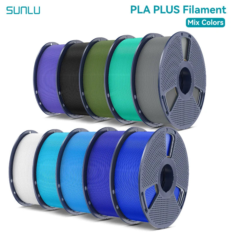 SUNLU Pla Plus 3D Filament 1.75mm Neatly Wound High Toughness Multicolor Plastic PLA+ Filaments for Most FDM 3D Printer 10KG