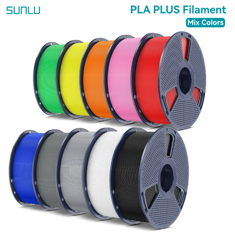 SUNLU Pla Plus 3D Filament 1.75mm Neatly Wound High Toughness Multicolor Plastic PLA+ Filaments for Most FDM 3D Printer 10KG