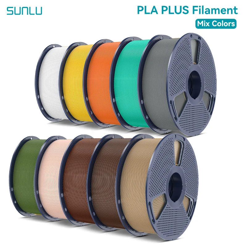 SUNLU Pla Plus 3D Filament 1.75mm Neatly Wound High Toughness Multicolor Plastic PLA+ Filaments for Most FDM 3D Printer 10KG