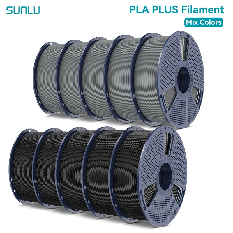 SUNLU Pla Plus 3D Filament 1.75mm Neatly Wound High Toughness Multicolor Plastic PLA+ Filaments for Most FDM 3D Printer 10KG