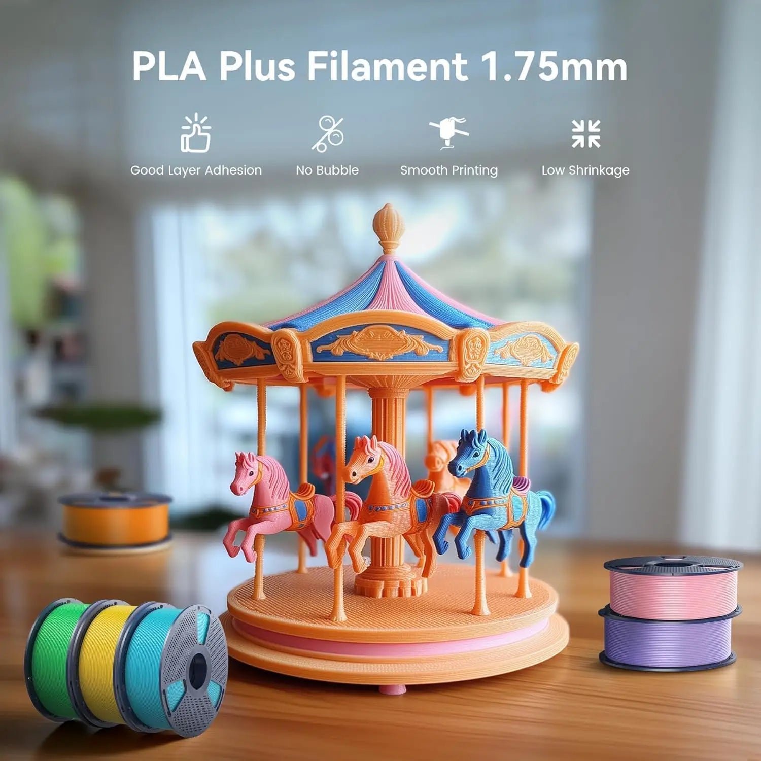 SUNLU Pla Plus 3D Filament 1.75mm Neatly Wound High Toughness Multicolor Plastic PLA+ Filaments for Most FDM 3D Printer 10KG