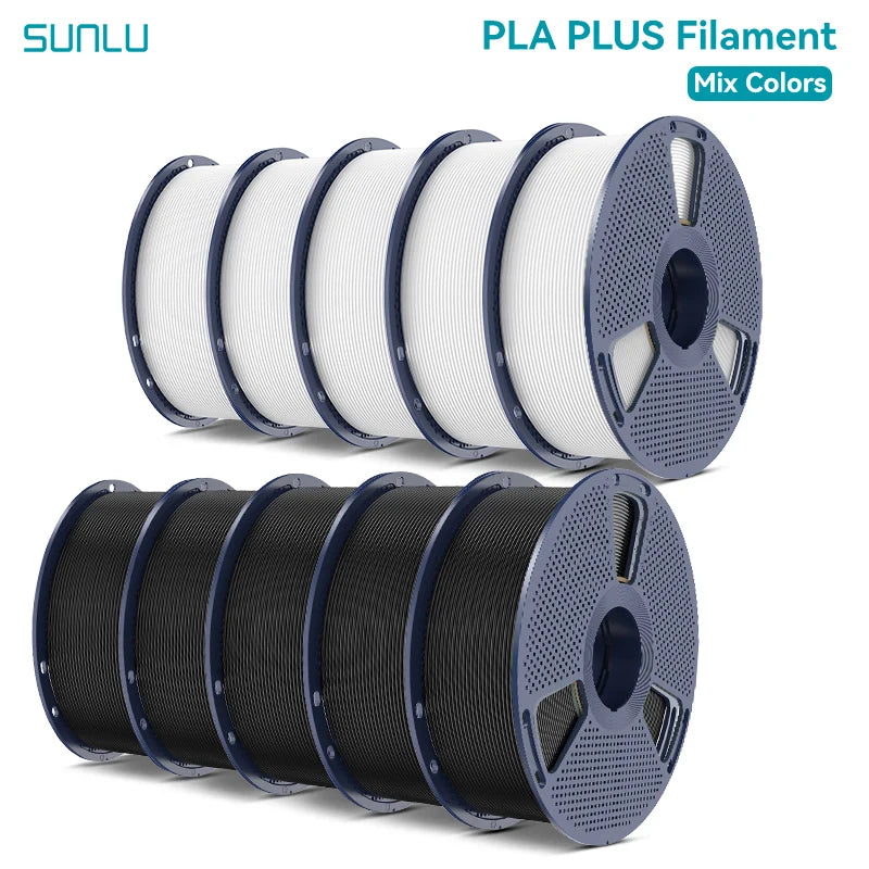 SUNLU Pla Plus 3D Filament 1.75mm Neatly Wound High Toughness Multicolor Plastic PLA+ Filaments for Most FDM 3D Printer 10KG