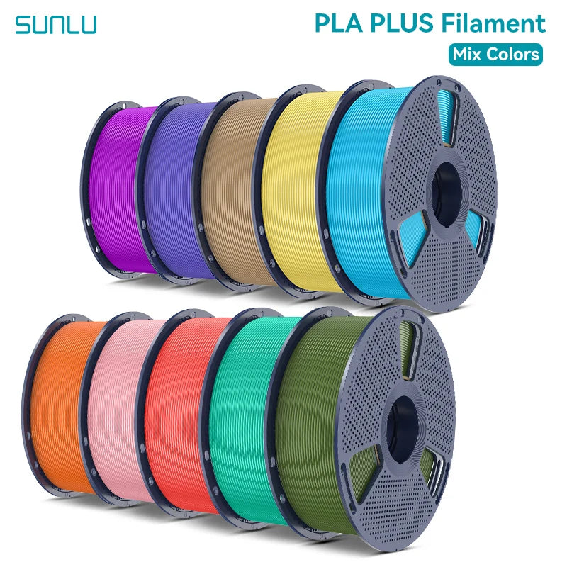 SUNLU Pla Plus 3D Filament 1.75mm Neatly Wound High Toughness Multicolor Plastic PLA+ Filaments for Most FDM 3D Printer 10KG