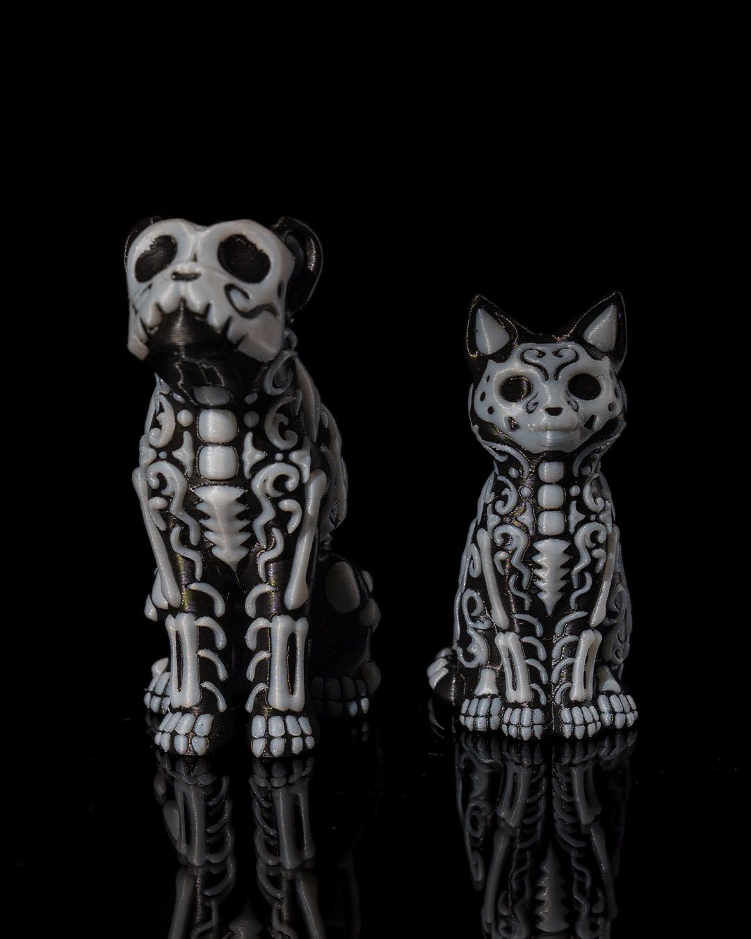 3D Printed Skeleton Pet Figurine | Dia de los Muertos Cat & Dog | Ofrenda Altar Decor | Pet Memorial Gift | Choose One or the Set