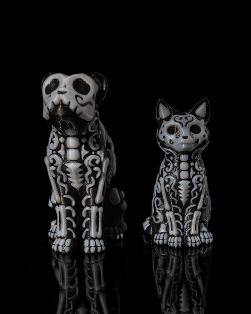 3D Printed Skeleton Pet Figurine | Dia de los Muertos Cat & Dog | Ofrenda Altar Decor | Pet Memorial Gift | Choose One or the Set