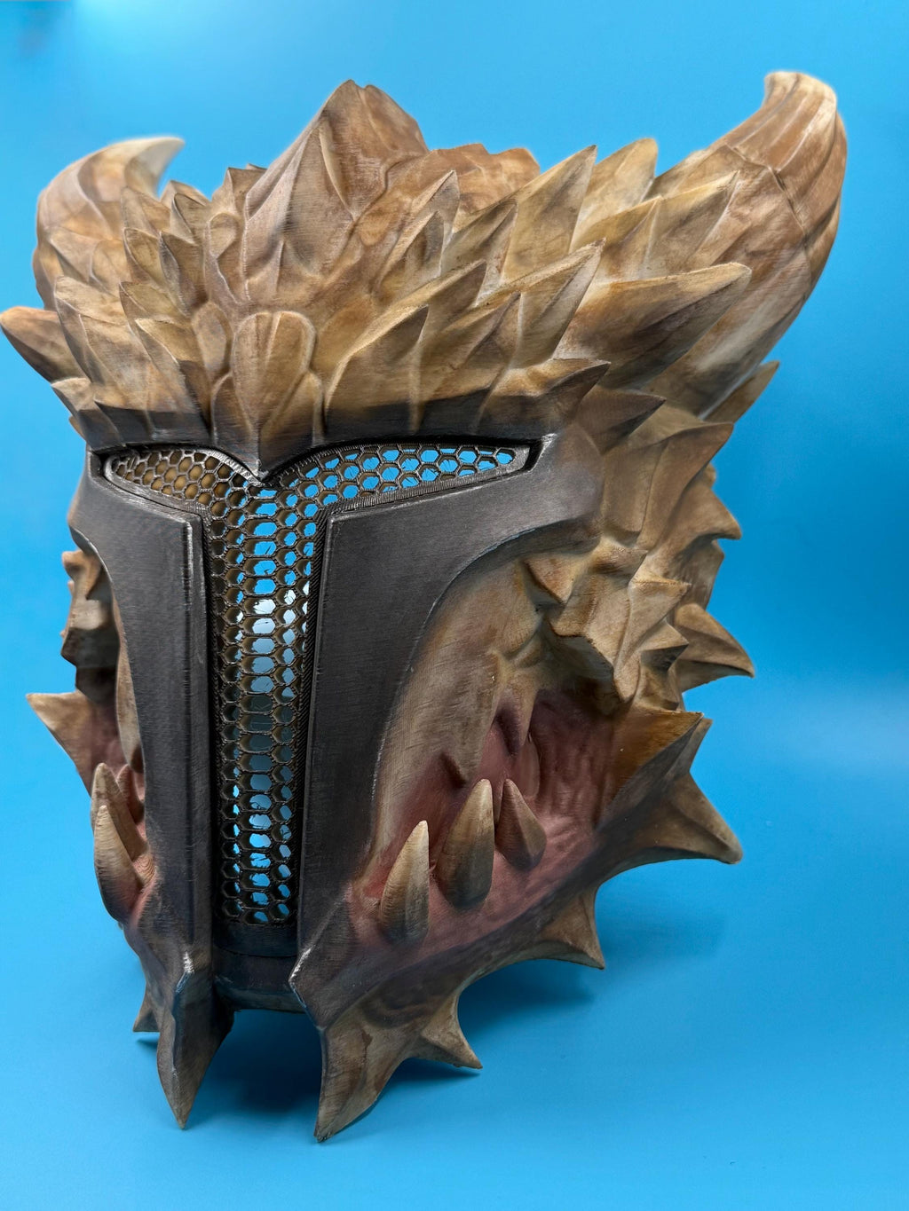 3D Printed Spiked Dragon Helmet | Primed Cosplay Armor Prop