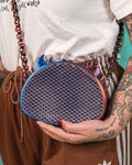 Dragon Crossbody Bag with Chain Strap — Spiked Dragon Purse — Woven Lattice Clutch -Fantasy Gift