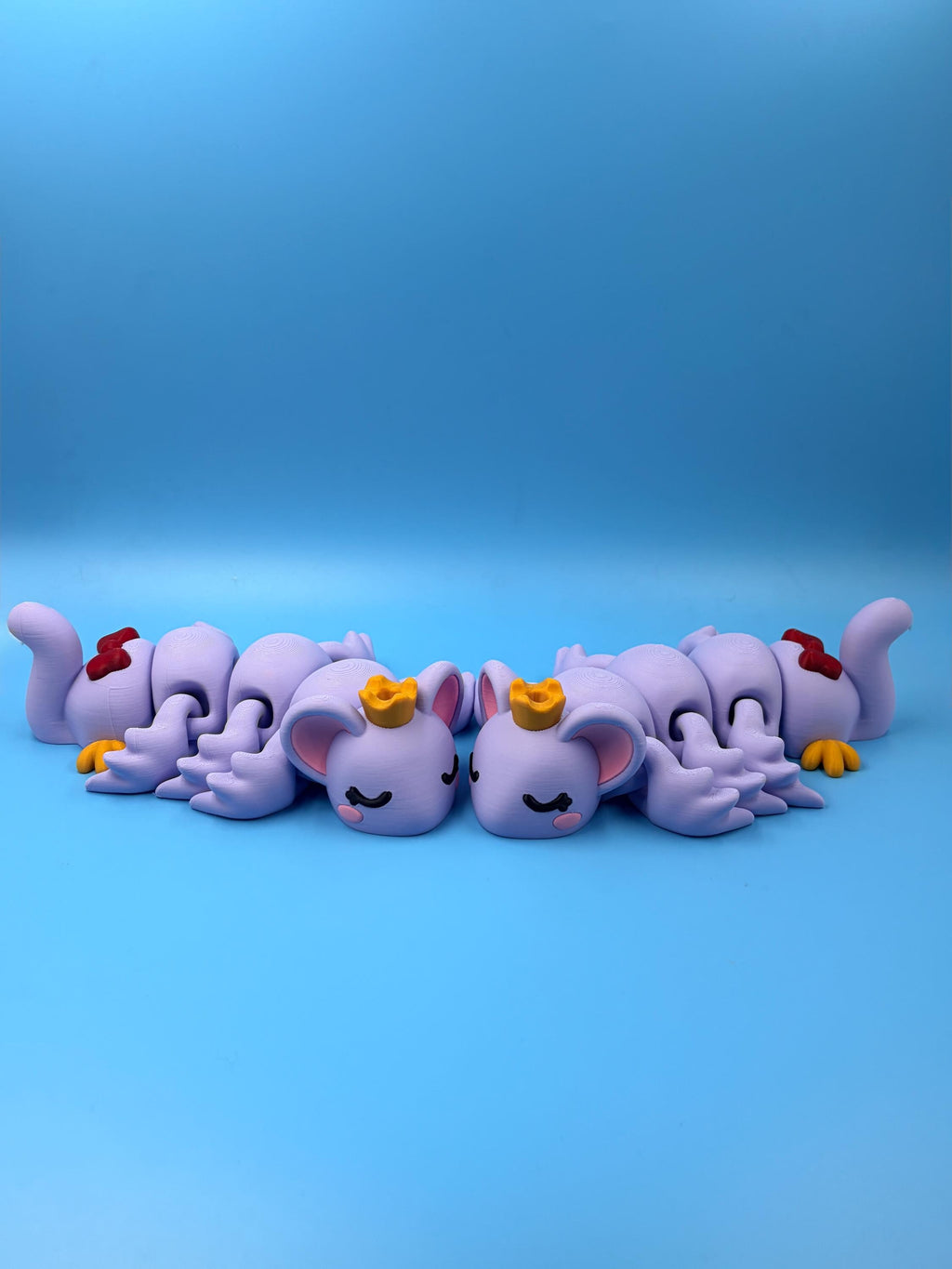 Poseable Purple Creature Figure | Articulated Flexi Fidget Toy with Crown | 3D Printed Cute Desk Buddy