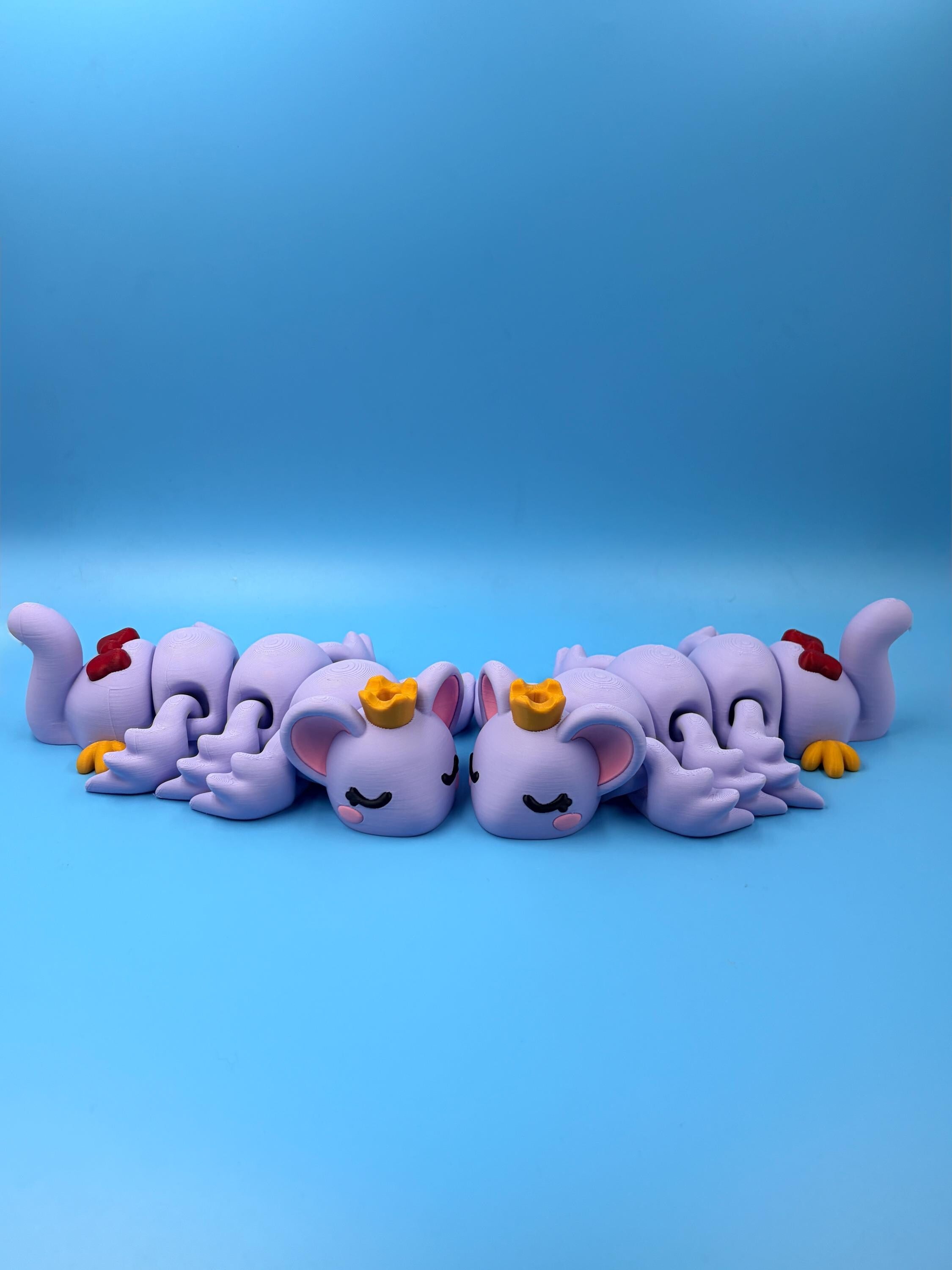 Poseable Purple Creature Figure | Articulated Flexi Fidget Toy with Crown | 3D Printed Cute Desk Buddy
