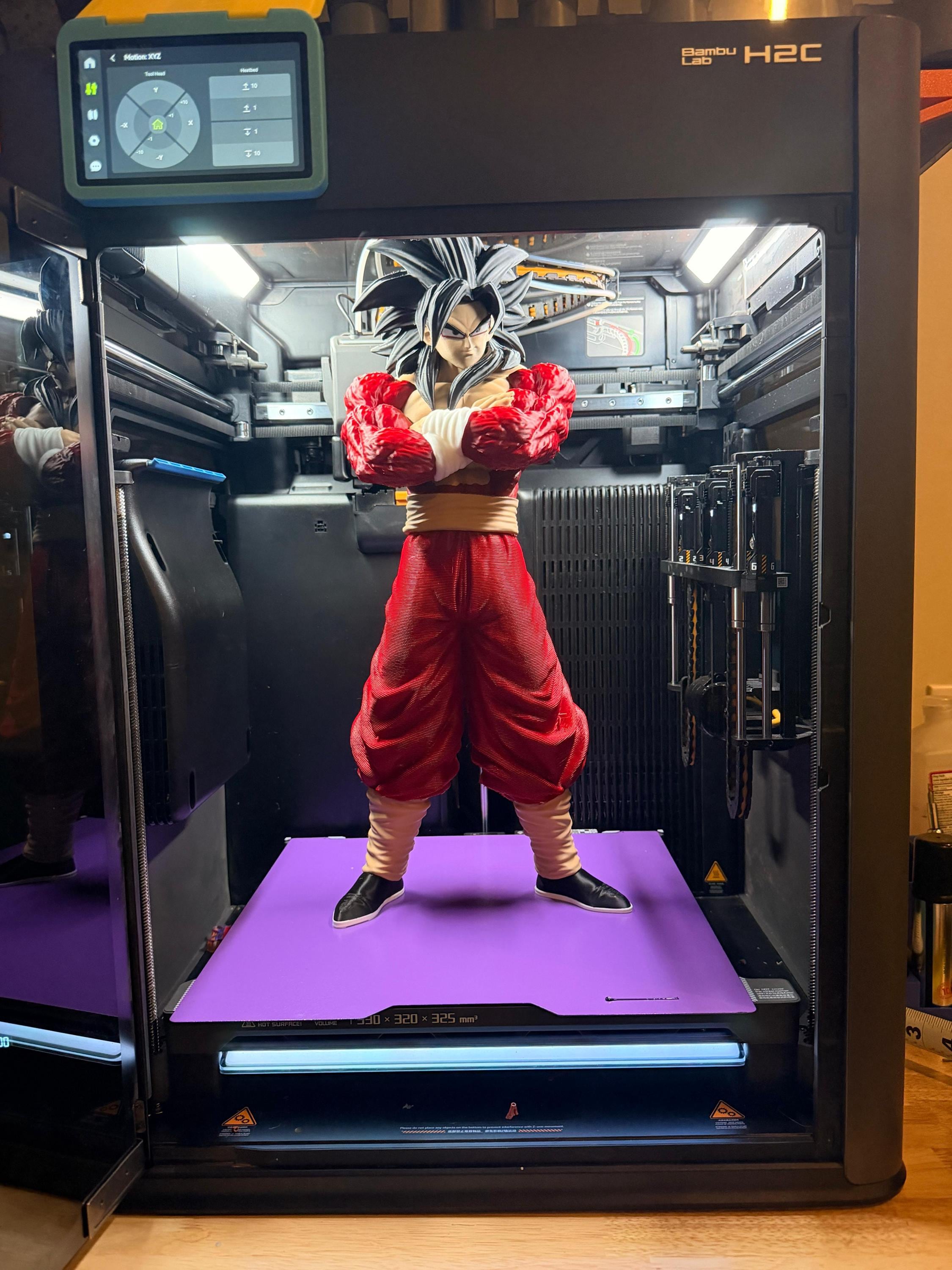 20 Inch Multicolor 3D Printed Saiyan Warrior Figure | Anime Manga Desk Display