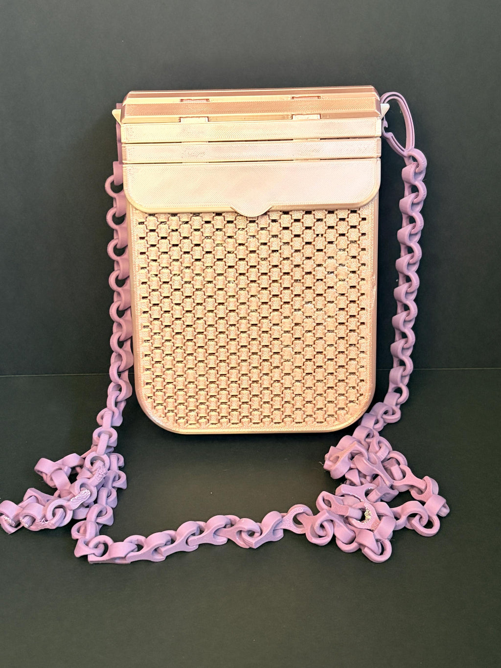 3D Printed Crossbody Phone Bag – Lattice Design, Chain Strap Shoulder Bag