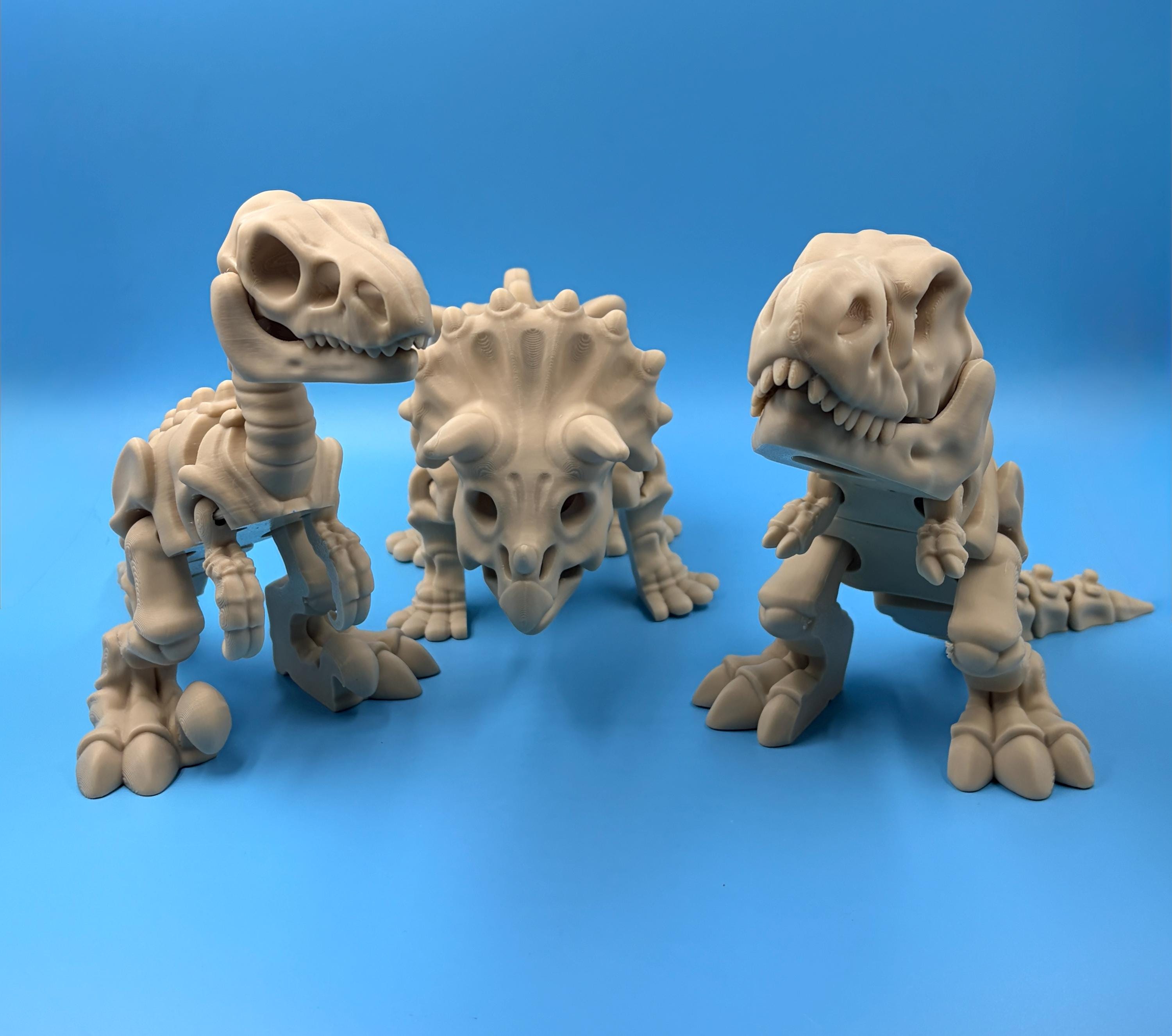 Articulated Dinosaur Trio - Triceratops, Velociraptor, T-Rex Figures