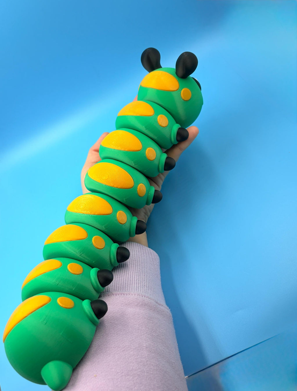 Articulated Caterpillar Fidget Toy | 13 Inch Flexi 3D Printed Bug | Sensory Desk Toy &amp; Gift for Kids