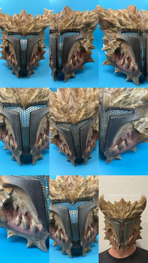 3D Printed Spiked Dragon Helmet | Primed Cosplay Armor Prop
