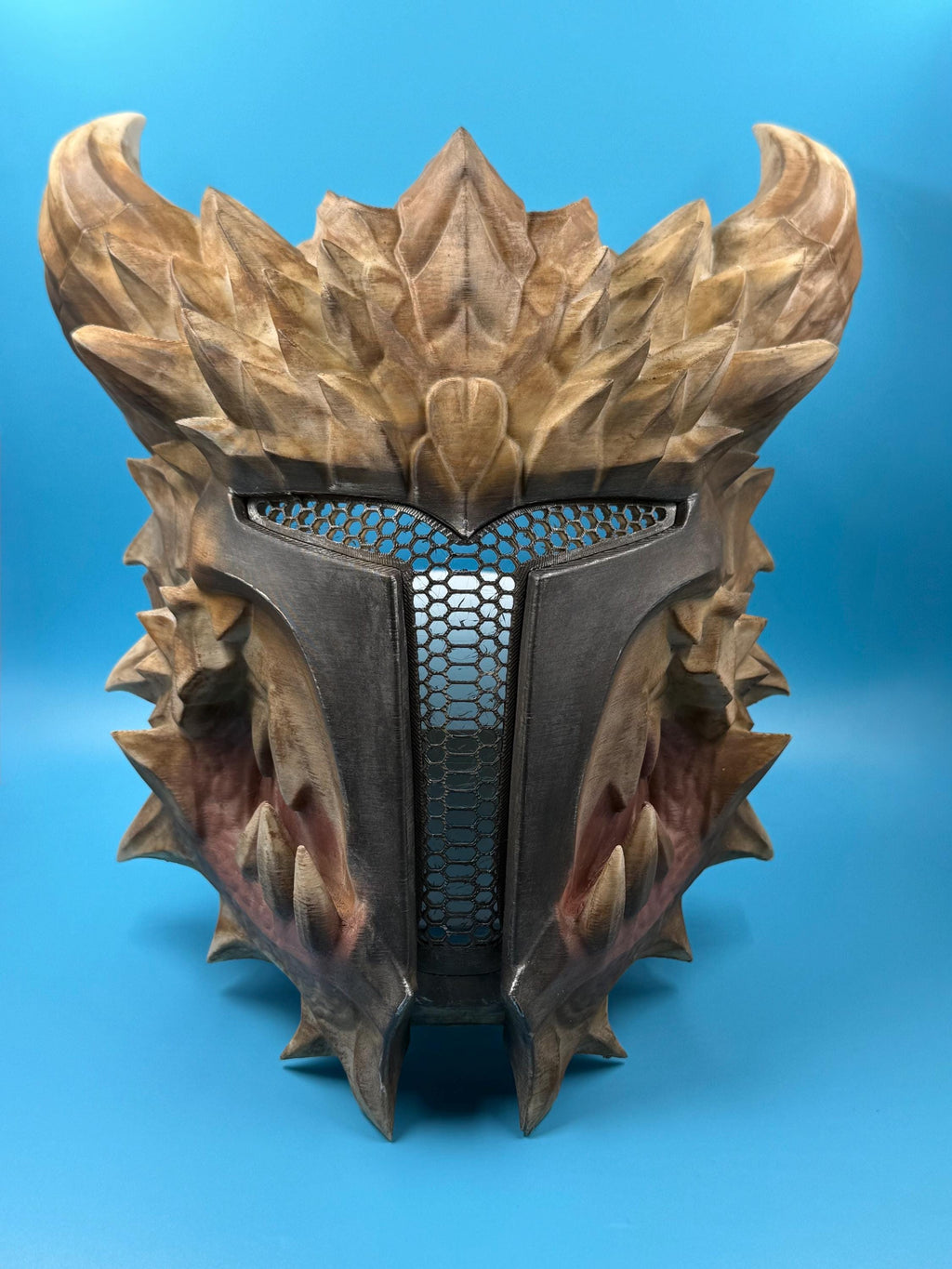 3D Printed Spiked Dragon Helmet | Primed Cosplay Armor Prop