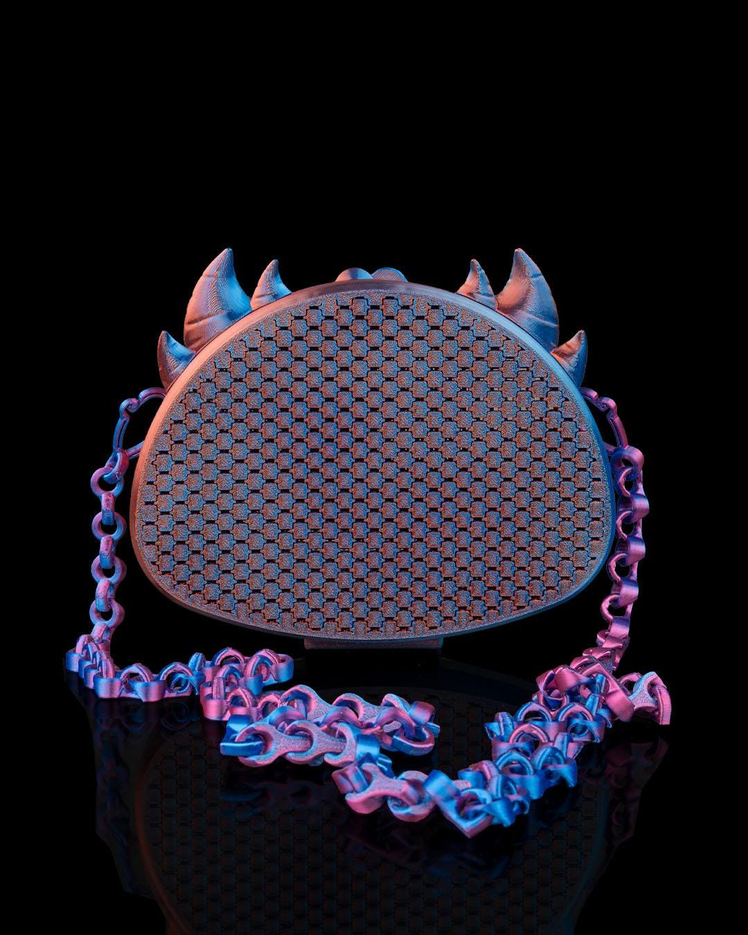 Dragon Crossbody Bag with Chain Strap — Spiked Dragon Purse — Woven Lattice Clutch -Fantasy Gift