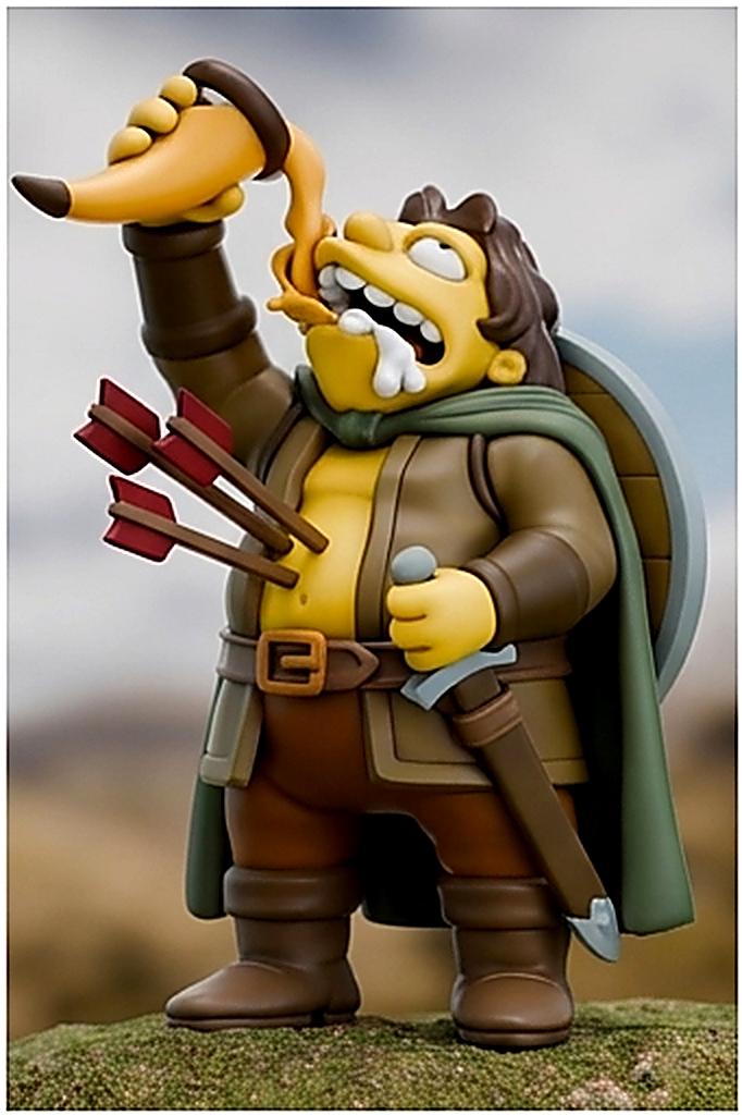Shire Meets Springfield Figure | 3D Printed Multicolor Cartoon Fantasy Crossover | Choose Your Character | Collectible Mashup