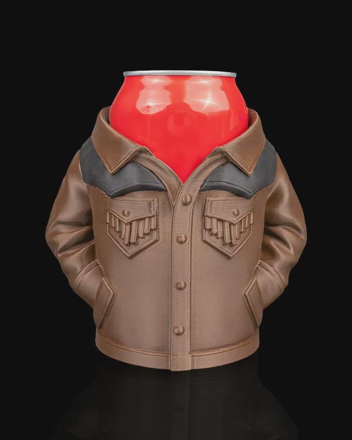 3D Printed Can Koozie Jacket | Puffer, Hoodie, Bathrobe, Leather, Suede, Varsity Styles