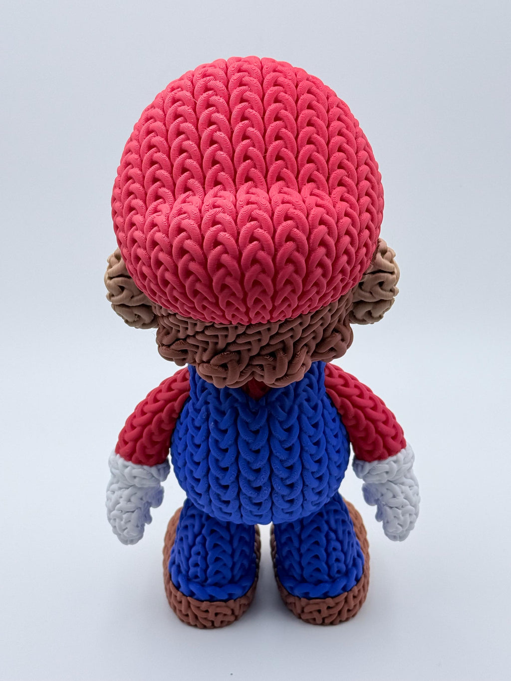 3D Printed Knit Style Plumber Figure | 8.5 Inch Crochet Look Character Display