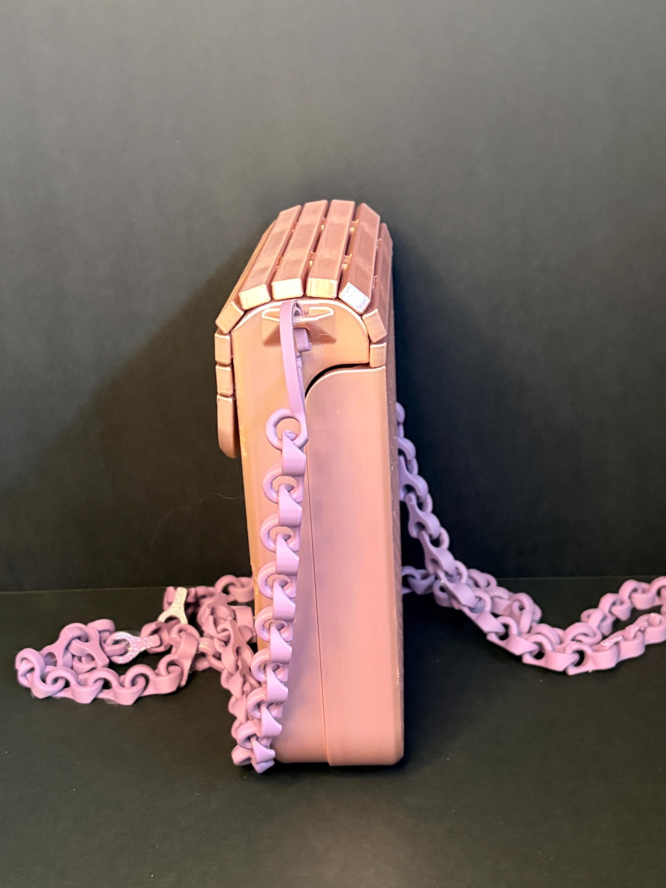 3D Printed Crossbody Phone Bag – Lattice Design, Chain Strap Shoulder Bag