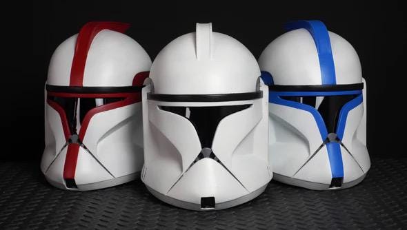Custom painted 3D Printed Helmets From https://galacticarmory.net Catalog. Authorized seller