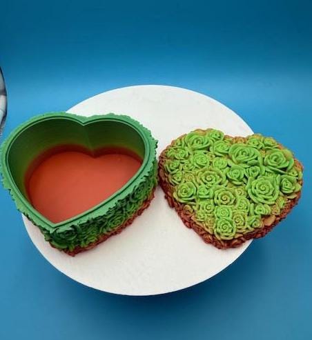 Rose Heart Trinket Box | 3D Printed Petal Texture Jewelry Box | Ring Box &amp; Keepsake Gift for Her
