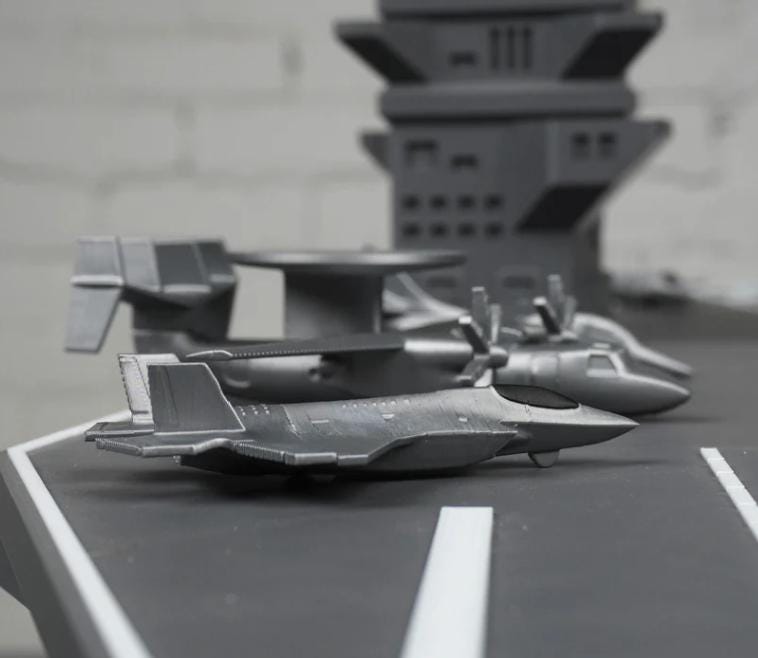 Giant 3D Printed Aircraft Carrier Display Model | 4 Foot Large Scale Naval Ship | 8 Aircraft Included Veteran Made Collectible Made to Order