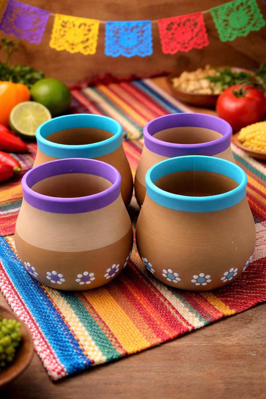 Mexican-Inspired Decorative Barro with Floral Design | NOT for Liquids