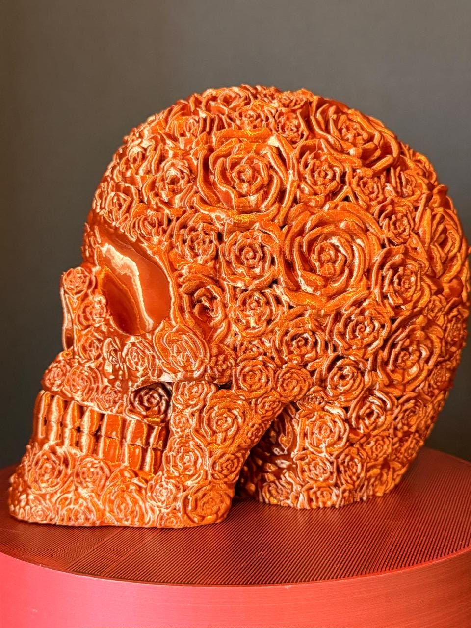Floral Skull Sculpture, Day of the Dead Decor, Gothic Home, Art, Halloween Gift,