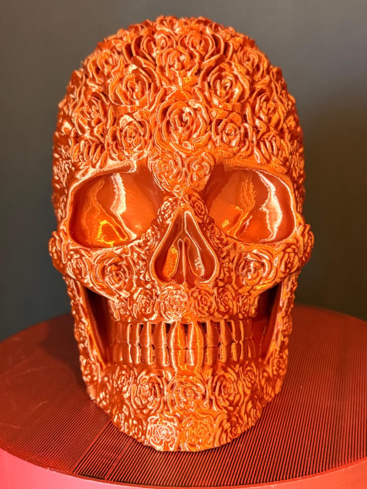 Floral Skull Sculpture, Day of the Dead Decor, Gothic Home, Art, Halloween Gift,