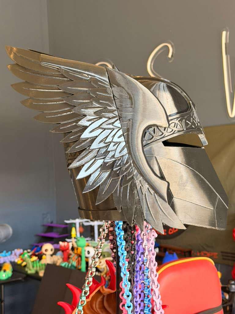 The DarksideWorkshop Valkyrie Mandolorian Helmet STL. This is a digital item not physical.