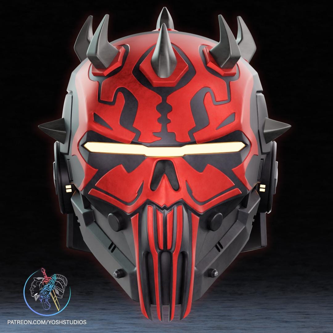 Darth Maul Shadow Lord Helmet | Cyberpunk Sith Cosplay Helmet | Wearable Fan Art