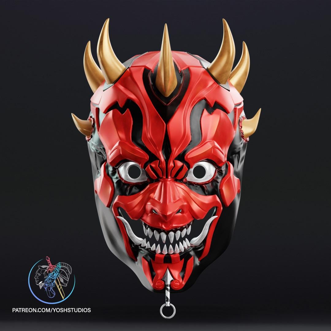 Darth Maul Oni Mask | Sith x Japanese Demon Mashup | Cosplay Mask | Wearable Fan Art