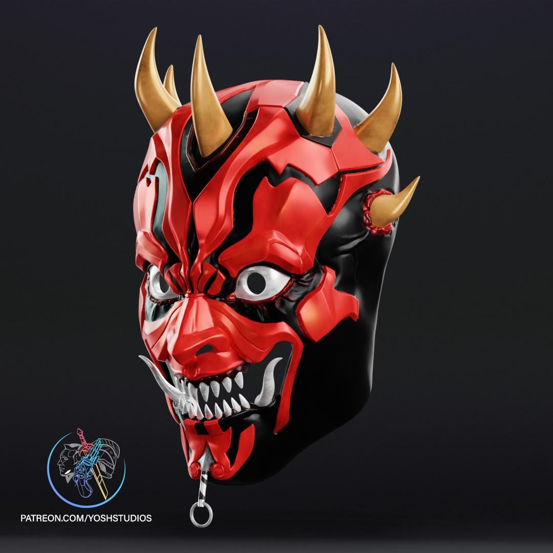 Darth Maul Oni Mask | Sith x Japanese Demon Mashup | Cosplay Mask | Wearable Fan Art