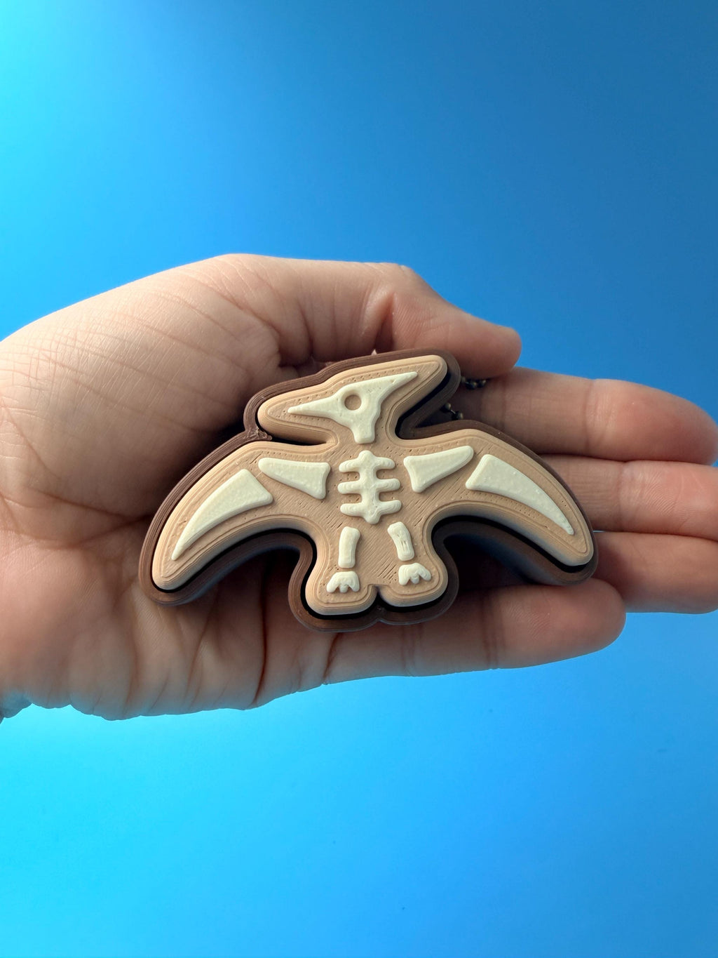 Dinosaur Fossil Skeleton Keychain | Two-Tone 3D Printed Bag Charm (T-Rex, Triceratops)