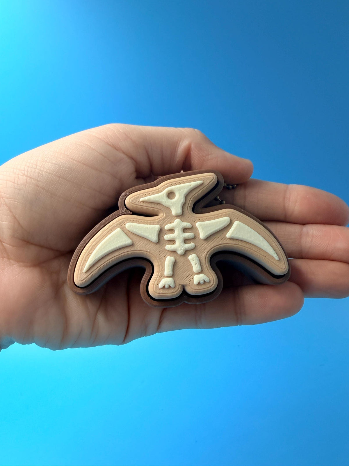Dinosaur Fossil Skeleton Keychain | Two-Tone 3D Printed Bag Charm (T-Rex, Triceratops)