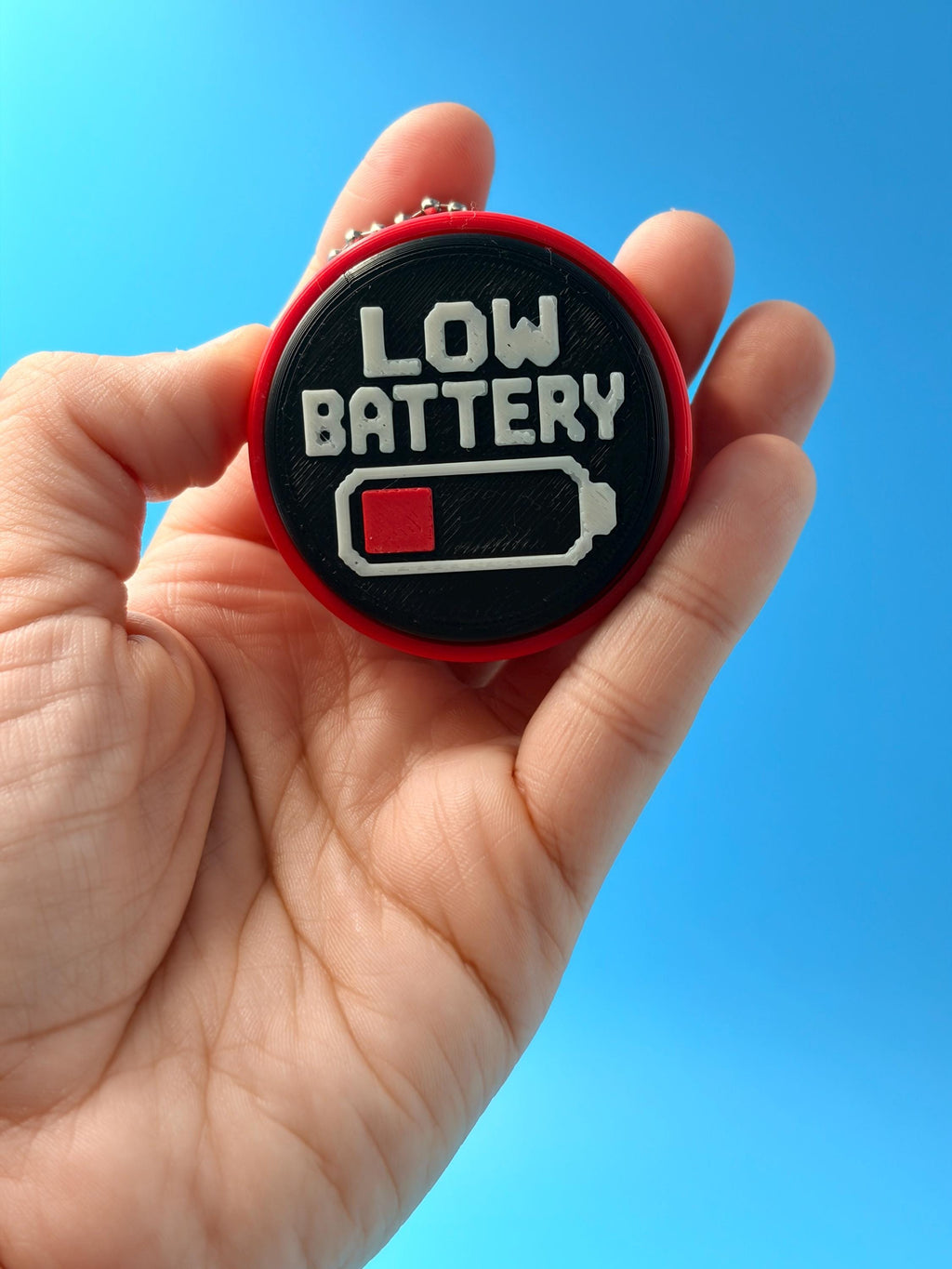 3D Printed Low Battery Fidget Keychain | Stress Relief Bag Charm